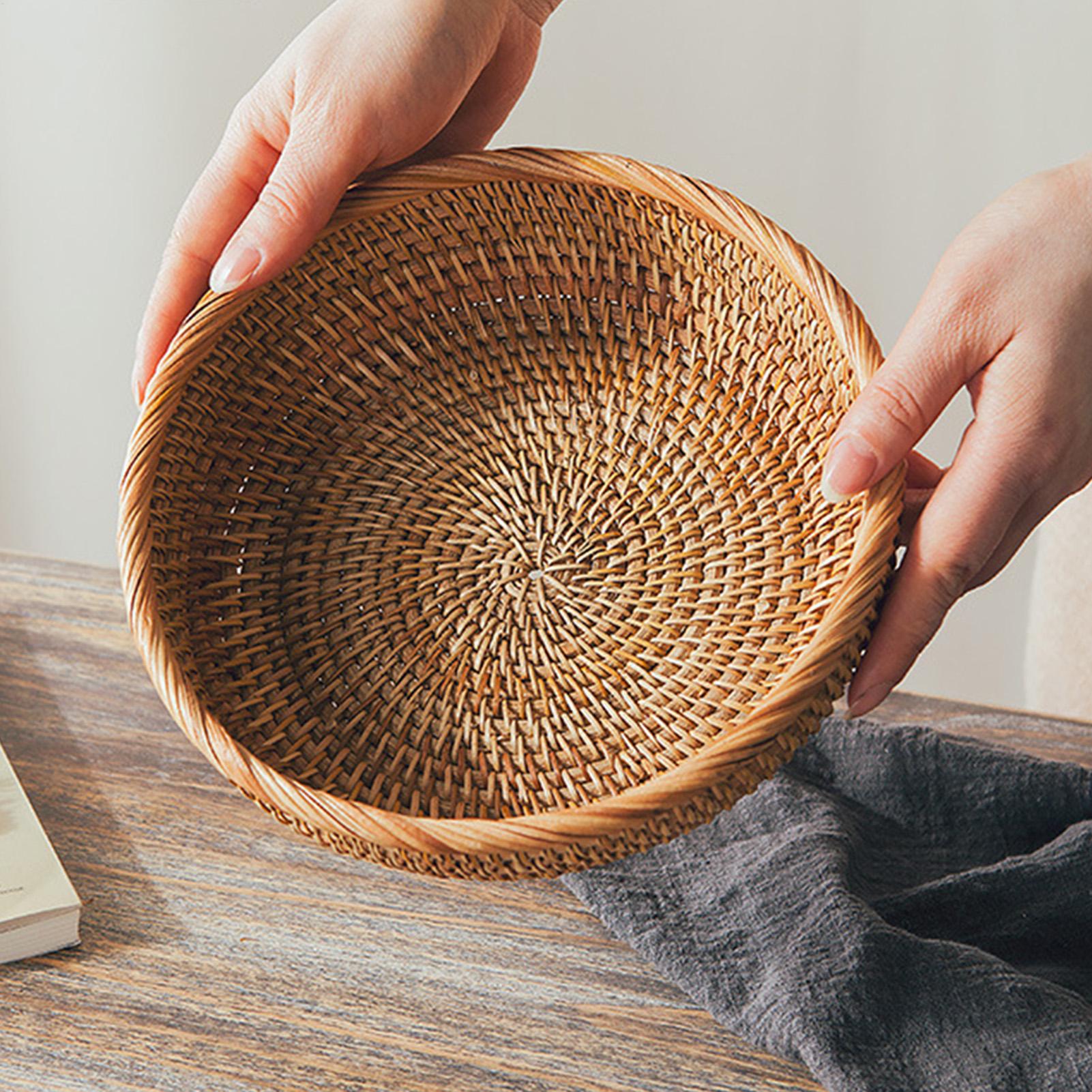 Food Snacks Basket - Woven Fruit Basket Round Rattan Basket