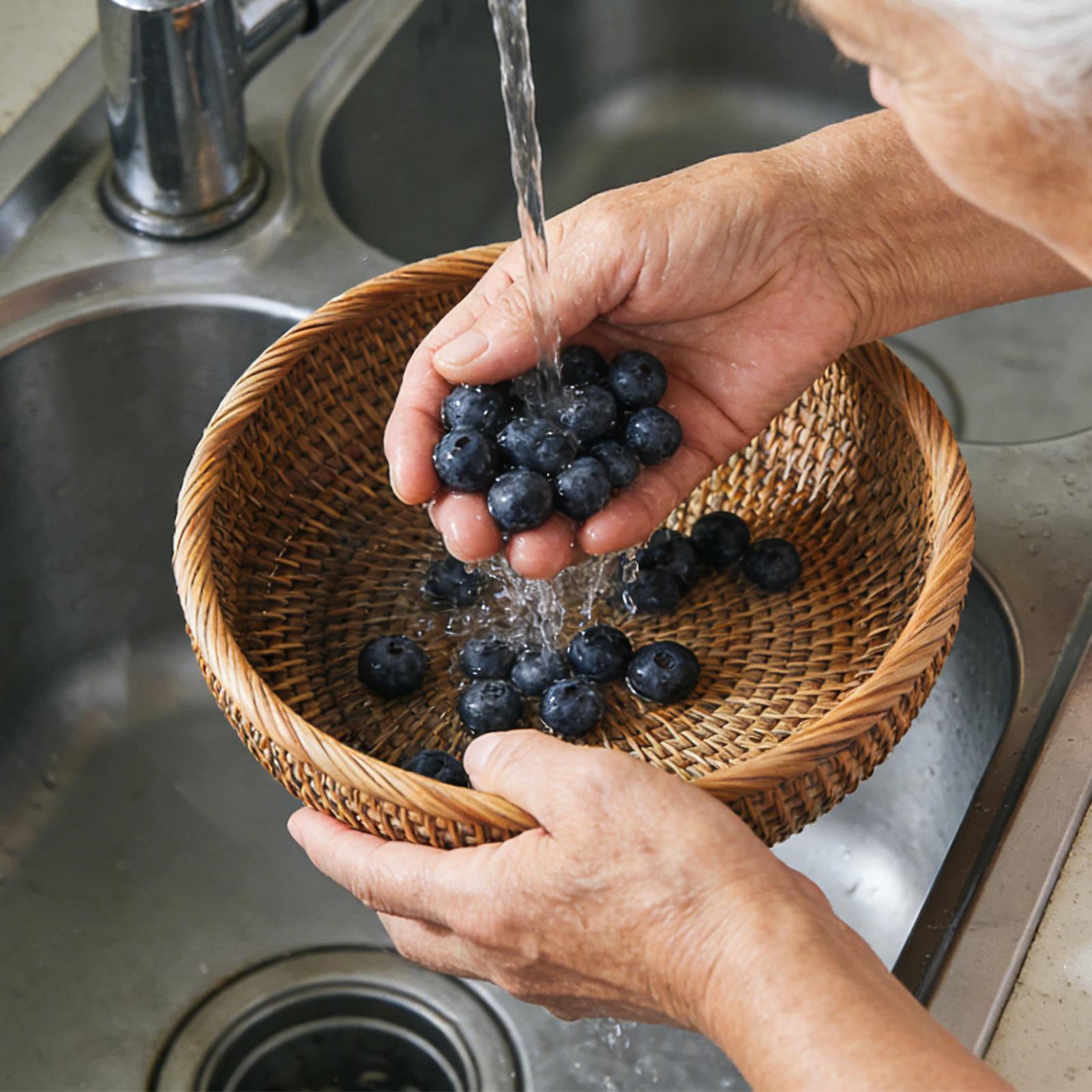 Woven Fruit Basket Round Ratta - đánh giá và giá Food Snacks Basket
