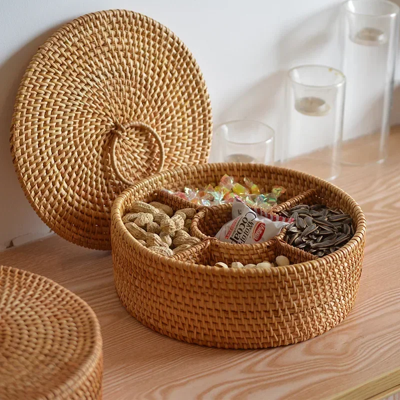 Natural Rattan Box 5 Grid Hand - đánh giá và giá Food Snacks Basket
