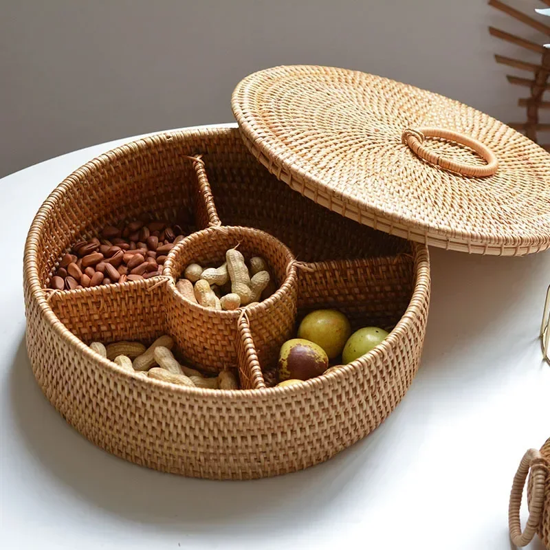 Natural Rattan Box 5 Grid Hand - đánh giá và giá Food Snacks Basket