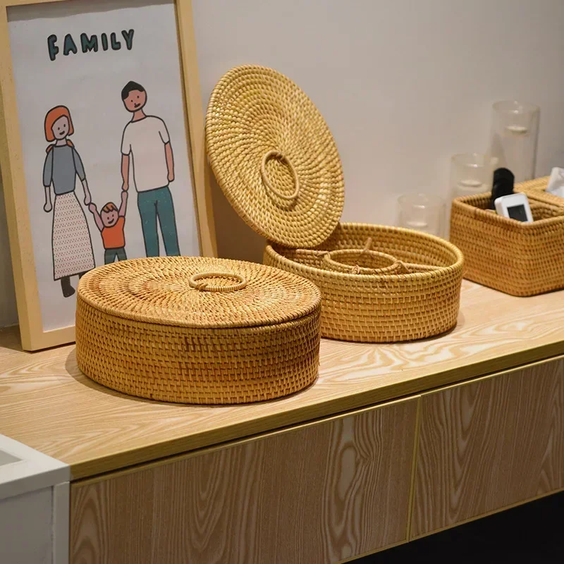 Natural Rattan Box 5 Grid Hand - đánh giá và giá Food Snacks Basket